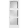 Trimlite 24" x 80" Primed 3-Panel Equal Panel Interior Shaker Slab Door with White Lami Glass 2068pri8433GL